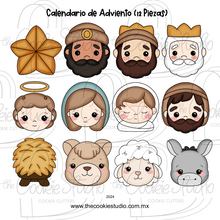 Cargar imagen en el visor de la galería, Set Cortadores de Galleta Calendario de Adviento Nacimiento (12 Piezas)