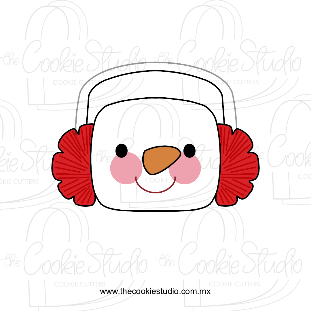 Cortador de Galleta Cara Muñeco Nieve Orejeras