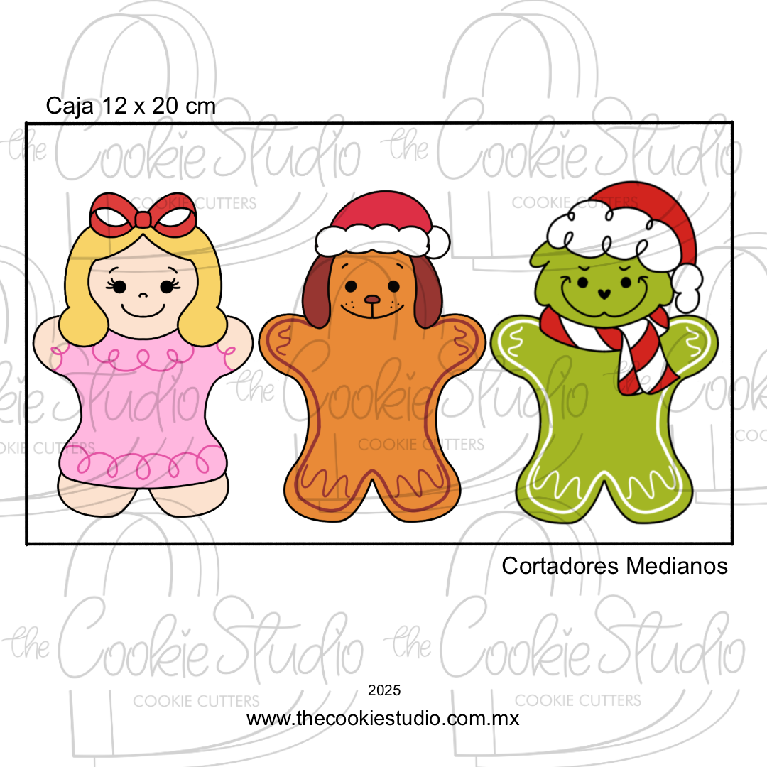 Set Cortadores de Galleta Grinch y Amigos Jengibres (3 Piezas)