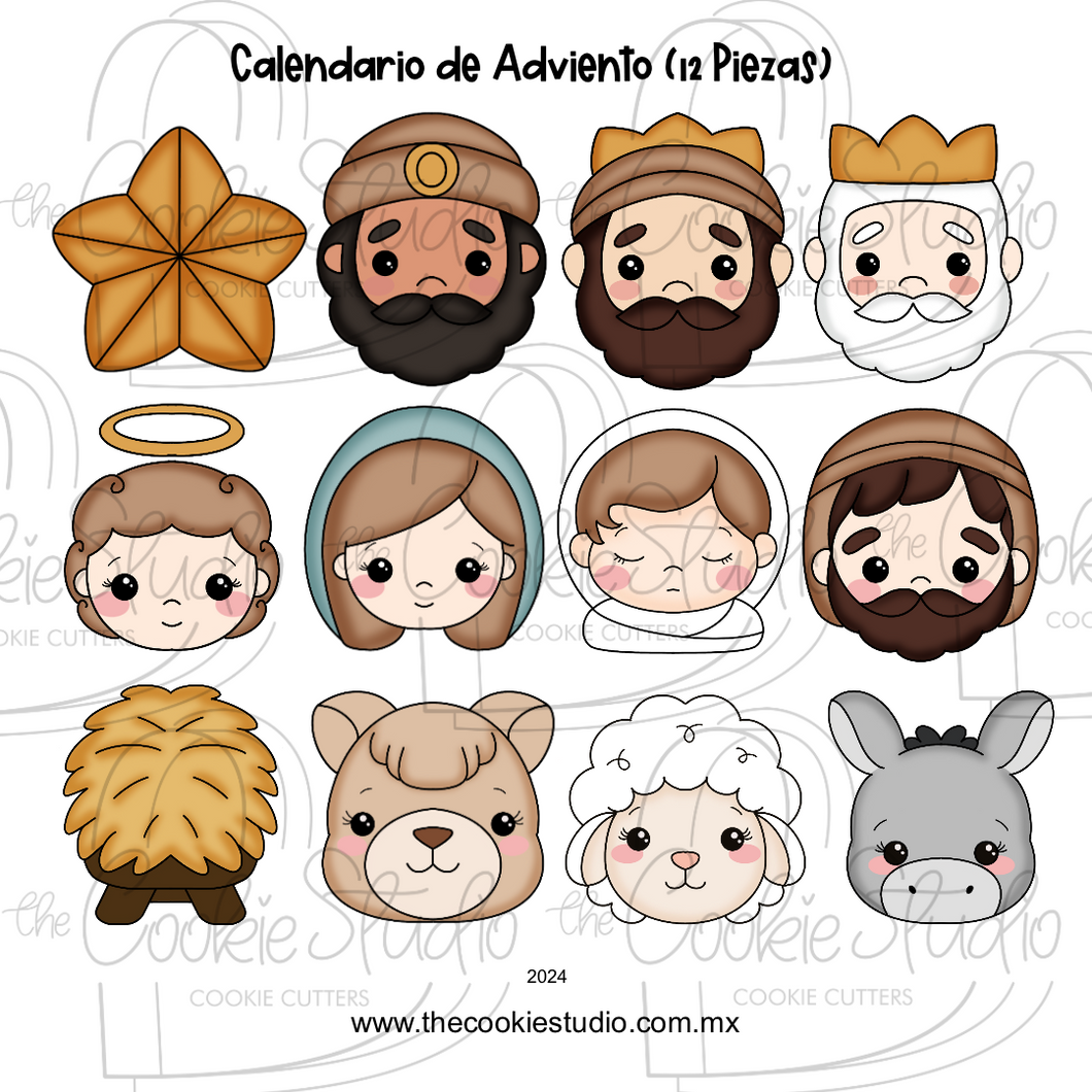Set Cortadores de Galleta Calendario de Adviento Nacimiento (12 Piezas)