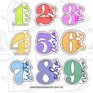 Set Cortadores de Galleta Números Modernos con Letra del  1-9  (9 Piezas)