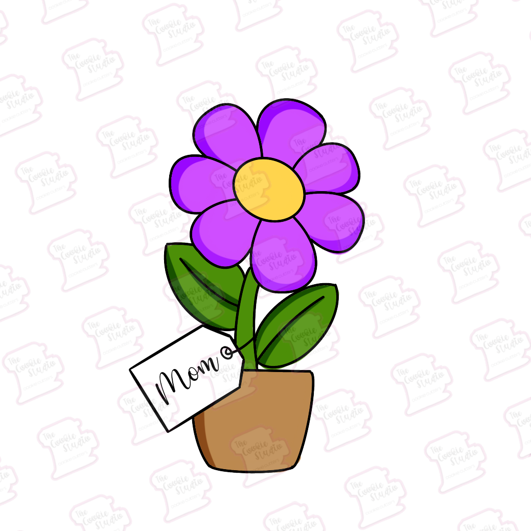Cortador de Galleta Flor Maceta con Etiqueta