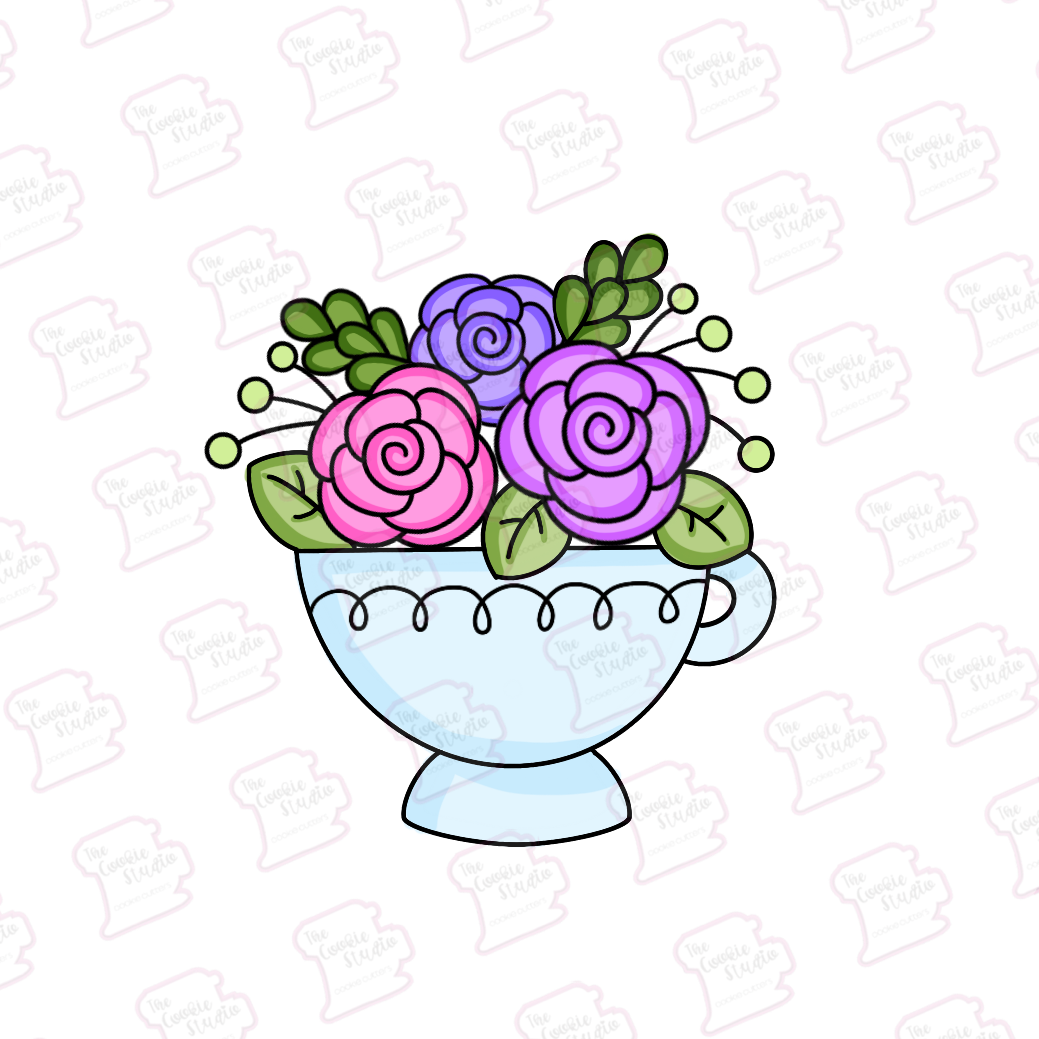 Cortador de Galleta Taza Té con Flores