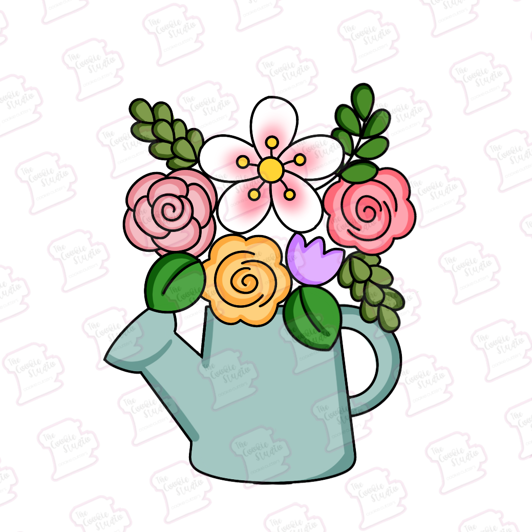 Set Cortadores de Galleta Arreglo Flores Regadera (8 Piezas)