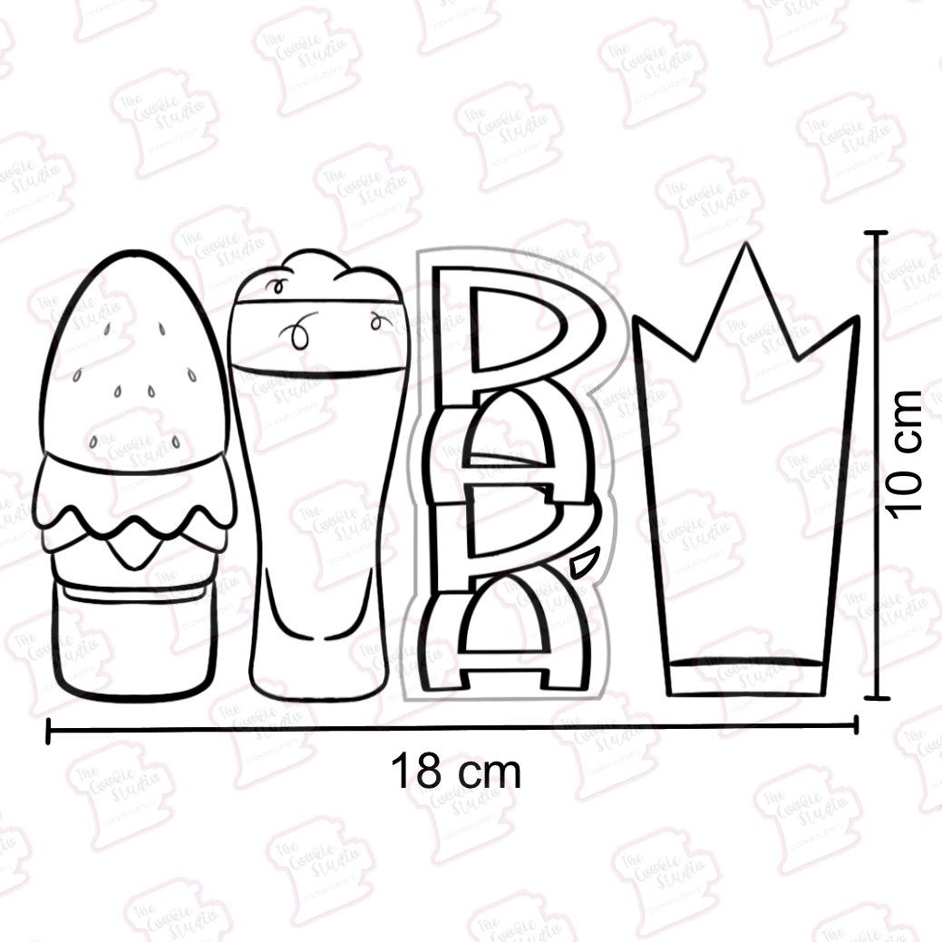 Set 4 Cortadores de Galleta -  Hamburguesa y Cerveza para Papá