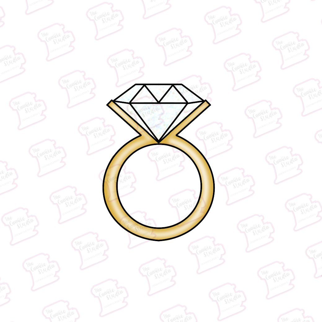 Cortador de Galleta Anillo de Compromiso Oro Dorado