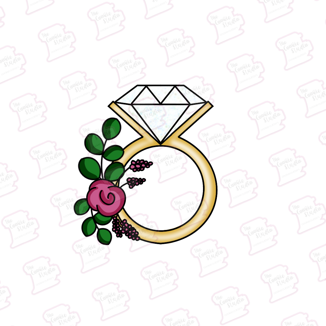 Cortador de Galleta Anillo de Compromiso con Flores