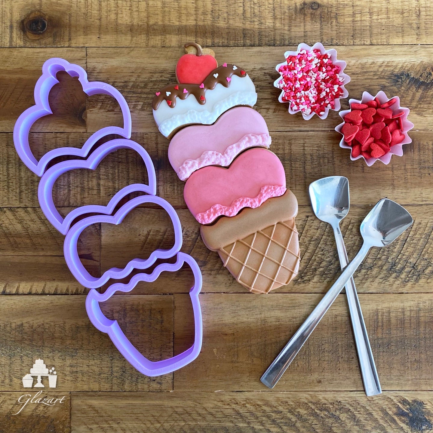 Set Cortadores de Galleta Arma tu Helado de San Valentín (4 piezas)